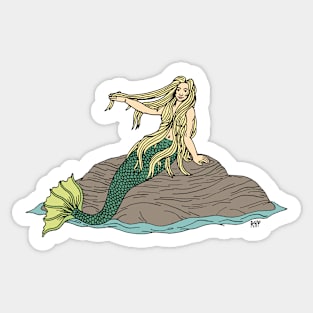 Mermaid on Rocks Sticker